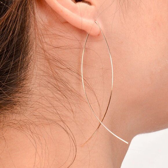 Gold Fish Silhouette Wire Drop Earring - Picture 1 of 13